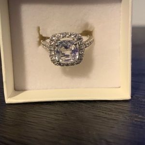 14k white gold ring, white sapphire